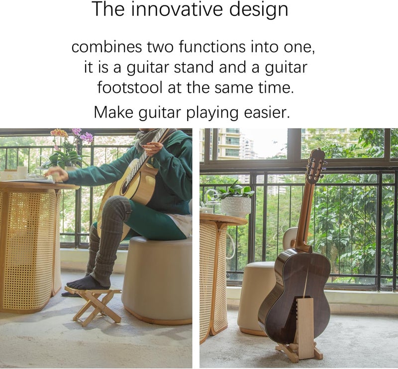 Spike Multifunctional Solid Wood Guitar Footstool Guitar Stand Multifunctional Musical Instrument Accessories Solid Wood Manufacturing Foldable Design (for Acoustic Guitar) - Image 2